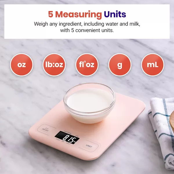 Etekcity Food Nutrition Kitchen Scale Digital Grams and Ounces for Weight Loss Baking Cooking Keto and Meal Prep Large 304 Stainless SteelMediumPink