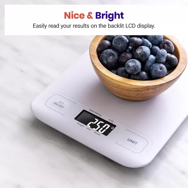 Etekcity Food Nutrition Kitchen Scale Digital Grams and Ounces for Weight Loss Baking Cooking Keto and Meal Prep Large 304 Stainless SteelMediumWhite