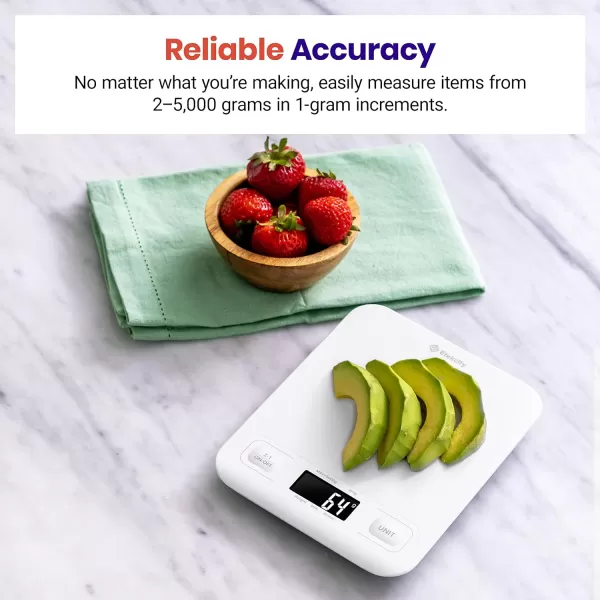 Etekcity Food Nutrition Kitchen Scale Digital Grams and Ounces for Weight Loss Baking Cooking Keto and Meal Prep Large 304 Stainless SteelMediumWhite