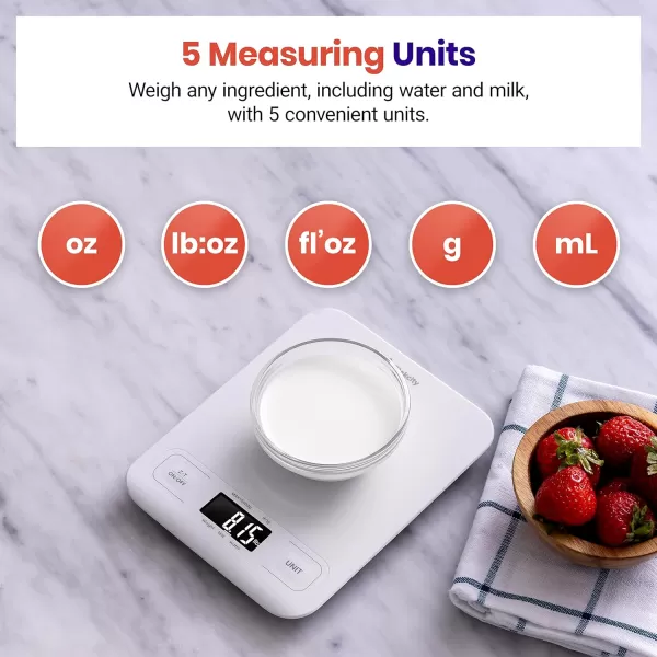 Etekcity Food Nutrition Kitchen Scale Digital Grams and Ounces for Weight Loss Baking Cooking Keto and Meal Prep Large 304 Stainless SteelMediumWhite