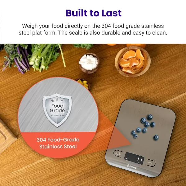 Etekcity Food Nutrition Kitchen Scale Digital Grams and Ounces for Weight Loss Baking Cooking Keto and Meal Prep Large 304 Stainless SteelStainless Steel