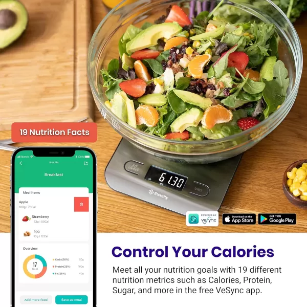Etekcity Food Nutrition Kitchen Scale Digital Grams and Ounces for Weight Loss Baking Cooking Keto and Meal Prep Large 304 Stainless SteelStainless Steel
