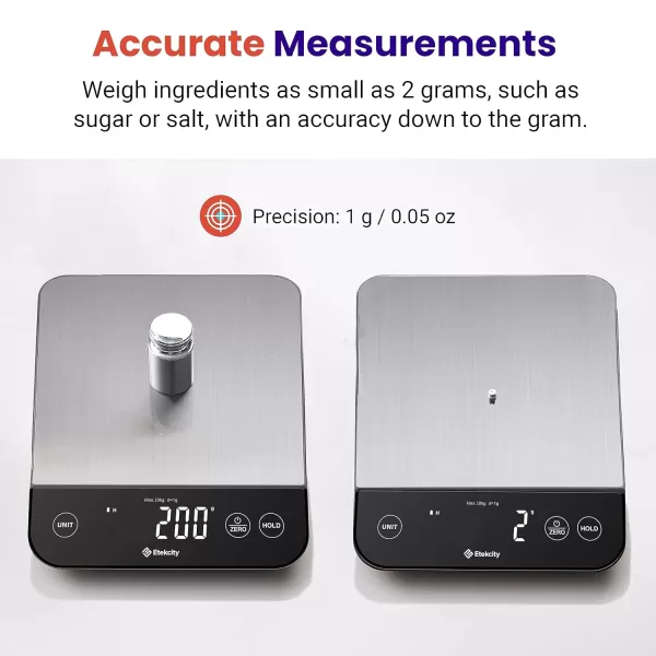 Etekcity Food Nutrition Kitchen Scale Digital Grams and Ounces for Weight Loss Baking Cooking Keto and Meal Prep Large 304 Stainless SteelStainless SteelSilver