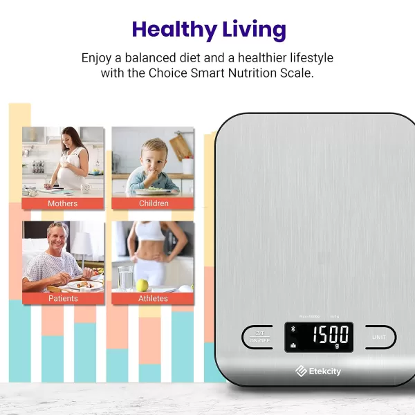 Etekcity Food Nutrition Kitchen Scale Digital Grams and Ounces for Weight Loss Baking Cooking Keto and Meal Prep Large 304 Stainless SteelStainless Steel