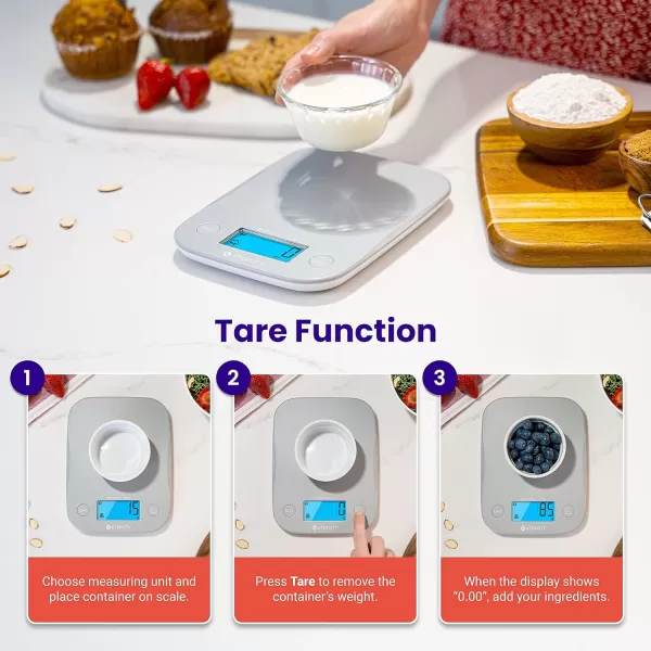 Etekcity Food Nutrition Kitchen Scale Digital Grams and Ounces for Weight Loss Baking Cooking Keto and Meal Prep Large 304 Stainless SteelWhite