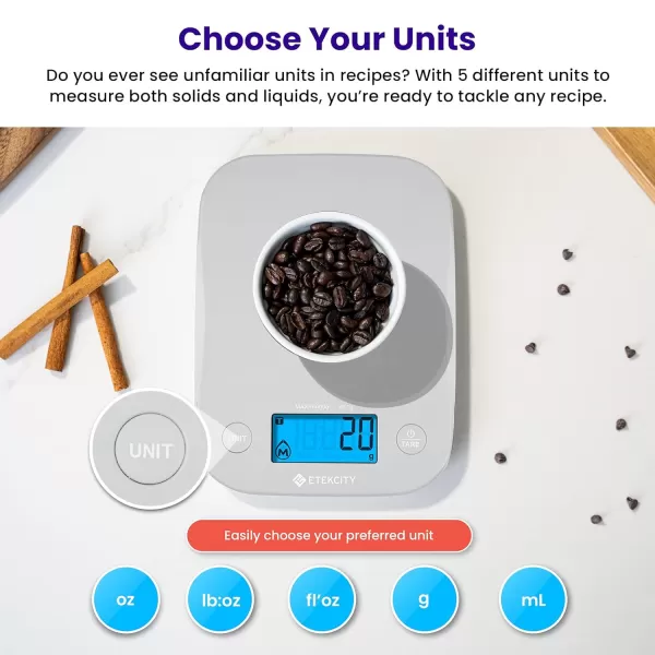 Etekcity Food Nutrition Kitchen Scale Digital Grams and Ounces for Weight Loss Baking Cooking Keto and Meal Prep Large 304 Stainless SteelWhite