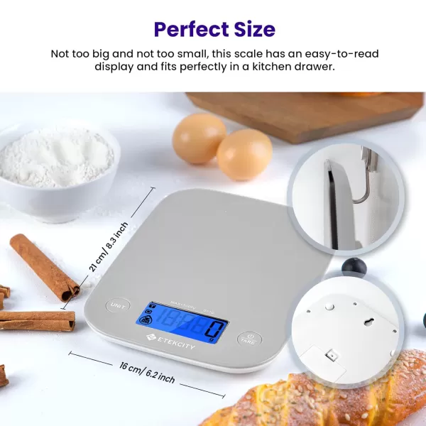 Etekcity Food Nutrition Kitchen Scale Digital Grams and Ounces for Weight Loss Baking Cooking Keto and Meal Prep Large 304 Stainless SteelWhite