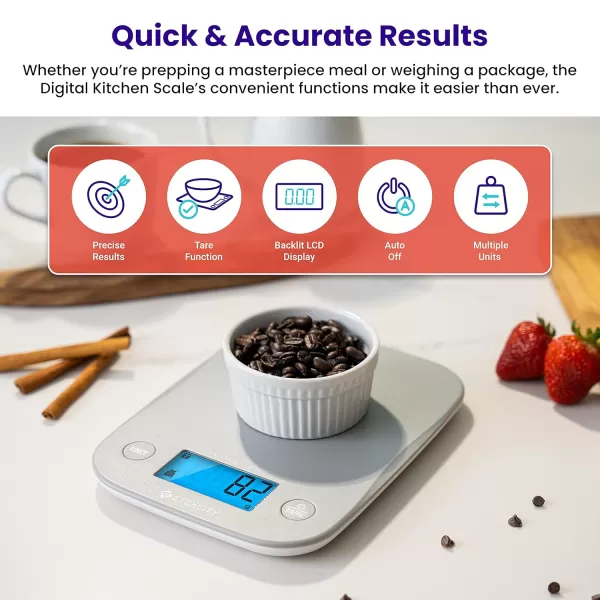Etekcity Food Nutrition Kitchen Scale Digital Grams and Ounces for Weight Loss Baking Cooking Keto and Meal Prep Large 304 Stainless SteelWhite