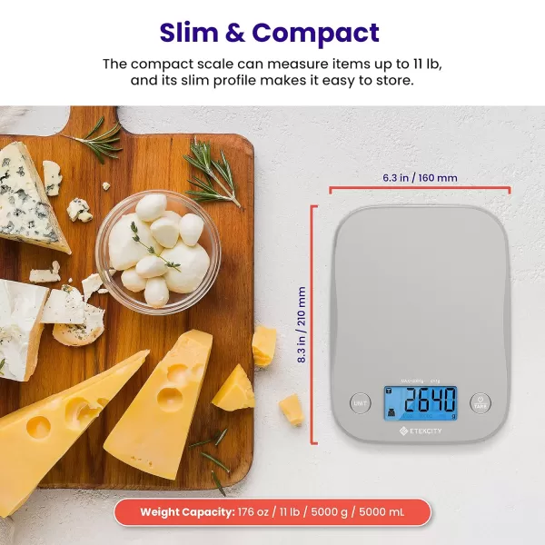 Etekcity Food Nutrition Kitchen Scale Digital Grams and Ounces for Weight Loss Baking Cooking Keto and Meal Prep Large 304 Stainless SteelWhite