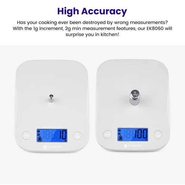 Etekcity Food Nutrition Kitchen Scale Digital Grams and Ounces for Weight Loss Baking Cooking Keto and Meal Prep Large 304 Stainless SteelWhite