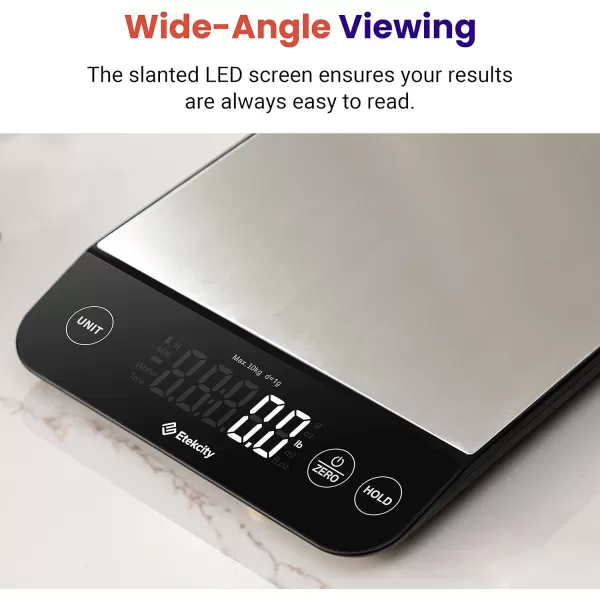 Etekcity Food Nutrition Scale Smart Food Scale for calorie count IPX6 Waterproof Rechargeable Bluetooth Ounces and Grams for Weight Loss Cooking 304 Stainless Steel Luminary 22lb