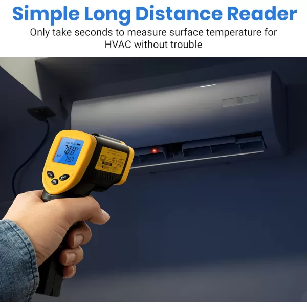Etekcity Infrared Thermometer Laser Temperature Gun for Griddle 58F to 1130F for Food BBQ Pizza Oven Accessories Non Contact IR Heat Gun for Pool Reptile Cooking Kitchen FridgeBlack Yellow