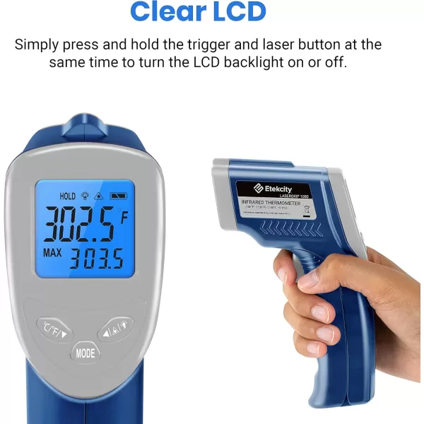 Etekcity Infrared Thermometer Laser Temperature Gun for Griddle 58F to 1130F for Food BBQ Pizza Oven Accessories Non Contact IR Heat Gun for Pool Reptile Cooking Kitchen FridgeBlue