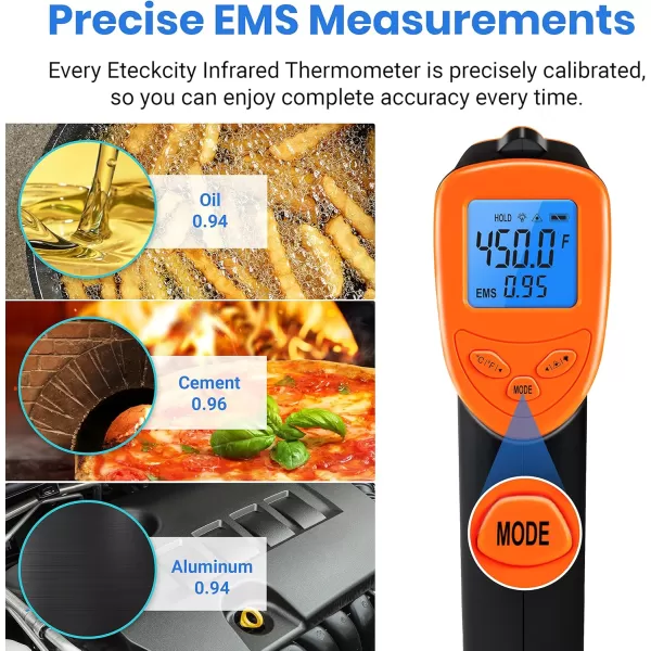 Etekcity Infrared Thermometer Laser Temperature Gun for Griddle 58F to 1130F for Food BBQ Pizza Oven Accessories Non Contact IR Heat Gun for Pool Reptile Cooking Kitchen FridgeOrange