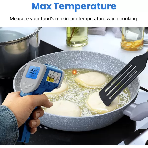 Etekcity Infrared Thermometer Laser Temperature Gun for Griddle 58F to 1130F for Food BBQ Pizza Oven Accessories Non Contact IR Heat Gun for Pool Reptile Cooking Kitchen FridgeBlue