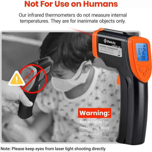 Etekcity Infrared Thermometer Laser Temperature Gun for Griddle 58F to 1130F for Food BBQ Pizza Oven Accessories Non Contact IR Heat Gun for Pool Reptile Cooking Kitchen FridgeOrange
