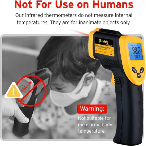Etekcity Infrared Thermometer Laser Temperature Gun for Griddle 58F to 1130F for Food BBQ Pizza Oven Accessories Non Contact IR Heat Gun for Pool Reptile Cooking Kitchen FridgeBlack Yellow