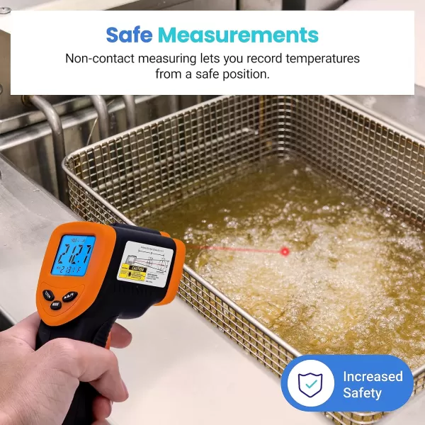 Etekcity Lasergrip 800 Temperature Gun58 to 1382 with 161 DTS Ratio High Laser Temp IR Tool for Cooking Grill Pizza Oven Griddle Engine HVAC Not for Human Light YellowOrange
