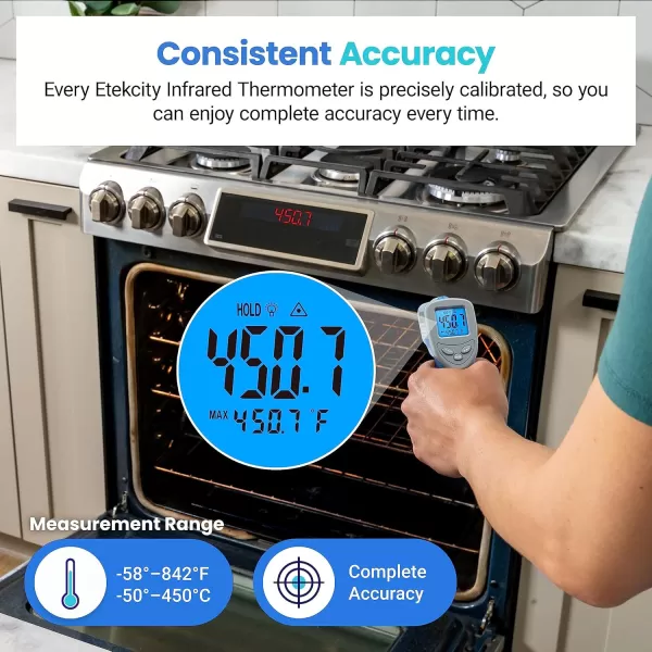 Etekcity Lasergrip 800 Temperature Gun58 to 1382 with 161 DTS Ratio High Laser Temp IR Tool for Cooking Grill Pizza Oven Griddle Engine HVAC Not for Human Light YellowBlue