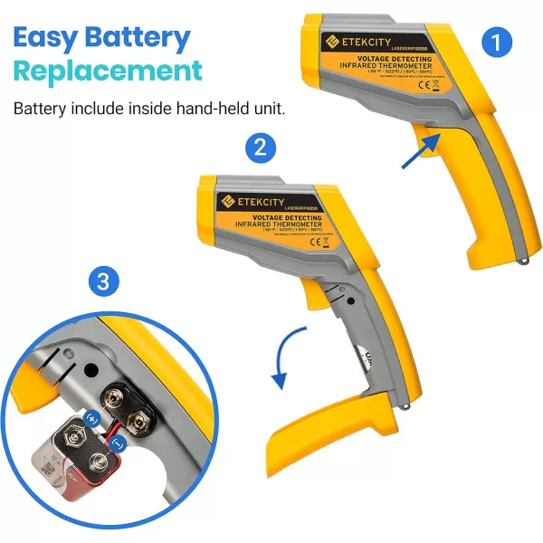 Etekcity Lasergrip 800 Temperature Gun58 to 1382 with 161 DTS Ratio High Laser Temp IR Tool for Cooking Grill Pizza Oven Griddle Engine HVAC Not for Human Light YellowYellow