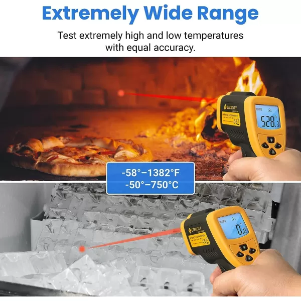 Etekcity Lasergrip 800 Temperature Gun58 to 1382 with 161 DTS Ratio High Laser Temp IR Tool for Cooking Grill Pizza Oven Griddle Engine HVAC Not for Human Light YellowLight Yellow