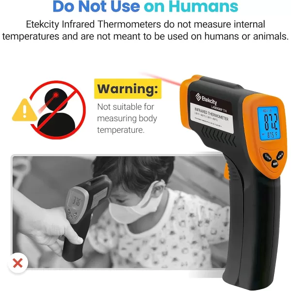 Etekcity Lasergrip 800 Temperature Gun58 to 1382 with 161 DTS Ratio High Laser Temp IR Tool for Cooking Grill Pizza Oven Griddle Engine HVAC Not for Human Light YellowOrange