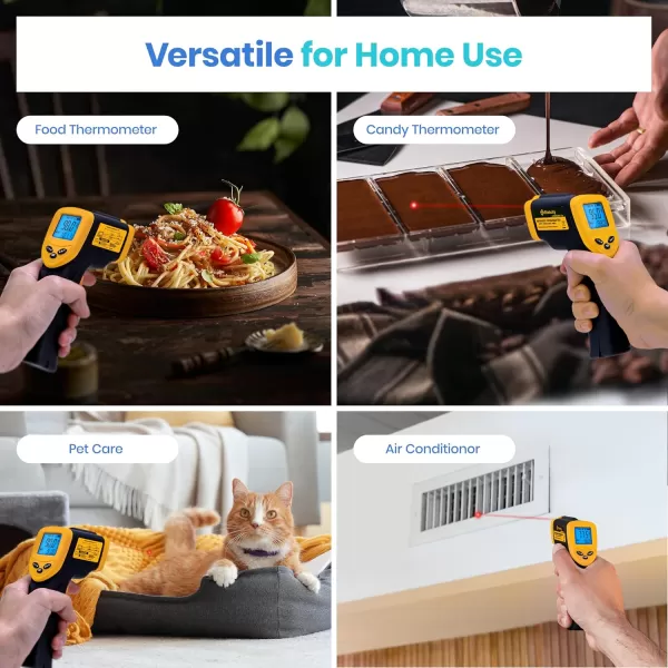 Etekcity Lasergrip 800 Temperature Gun58 to 1382 with 161 DTS Ratio High Laser Temp IR Tool for Cooking Grill Pizza Oven Griddle Engine HVAC Not for Human Light YellowBlack Yellow
