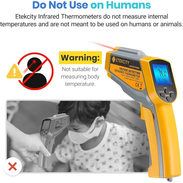 Etekcity Lasergrip 800 Temperature Gun58 to 1382 with 161 DTS Ratio High Laser Temp IR Tool for Cooking Grill Pizza Oven Griddle Engine HVAC Not for Human Light YellowYellow
