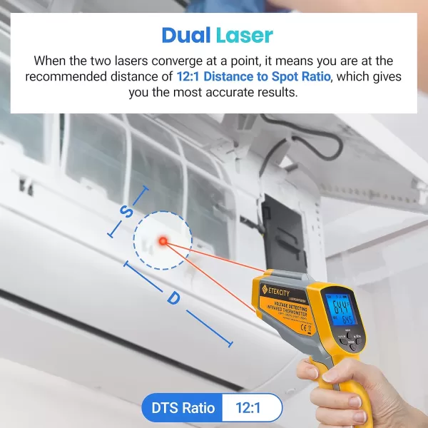 Etekcity Lasergrip 800 Temperature Gun58 to 1382 with 161 DTS Ratio High Laser Temp IR Tool for Cooking Grill Pizza Oven Griddle Engine HVAC Not for Human Light YellowYellow