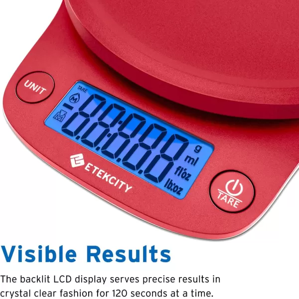 Etekcity Nutrition Smart Food Kitchen Scale Digital Ounces and Grams for Cooking Baking Meal Prep Dieting and Weight Loss 11 PoundsBluetooth 304 Stainless SteelChill Red