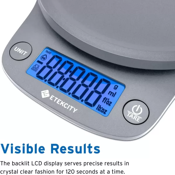 Etekcity Nutrition Smart Food Kitchen Scale Digital Ounces and Grams for Cooking Baking Meal Prep Dieting and Weight Loss 11 PoundsBluetooth 304 Stainless SteelAsh Gray