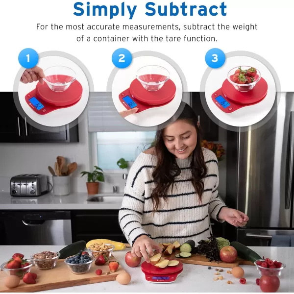 Etekcity Nutrition Smart Food Kitchen Scale Digital Ounces and Grams for Cooking Baking Meal Prep Dieting and Weight Loss 11 PoundsBluetooth 304 Stainless SteelChill Red