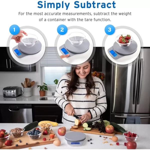 Etekcity Nutrition Smart Food Kitchen Scale Digital Ounces and Grams for Cooking Baking Meal Prep Dieting and Weight Loss 11 PoundsBluetooth 304 Stainless SteelAsh Gray