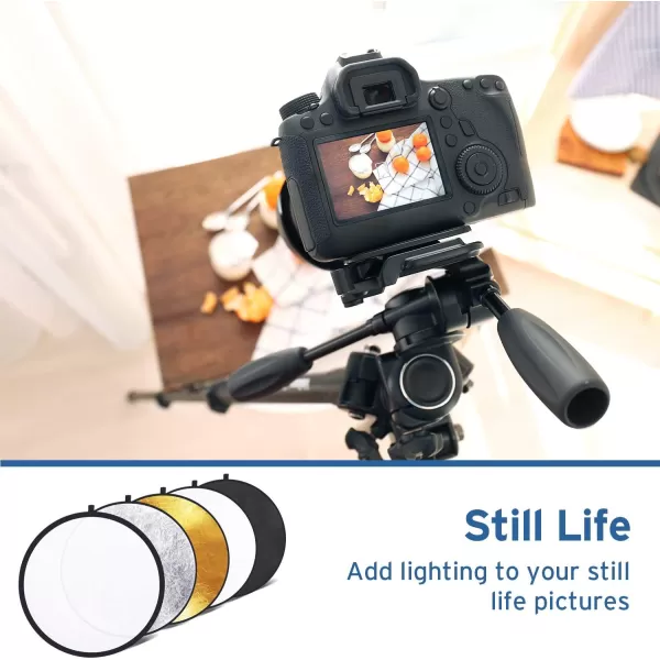 Etekcity Reflector Photography 43quot 110cm 5in1 Light Reflectors for Photography MultiDisc Photo Reflector Collapsible with Bag  Translucent Silver Gold White and Black43 Inch