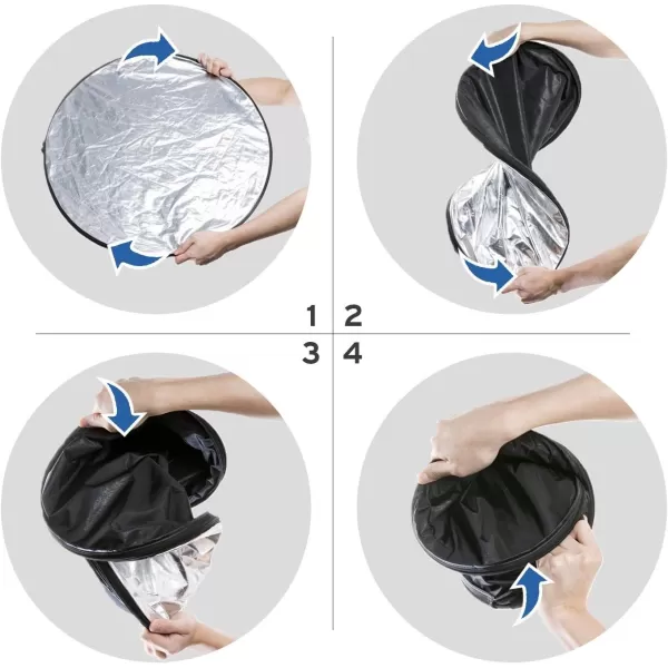 Etekcity Reflector Photography 43quot 110cm 5in1 Light Reflectors for Photography MultiDisc Photo Reflector Collapsible with Bag  Translucent Silver Gold White and Black24 Inch