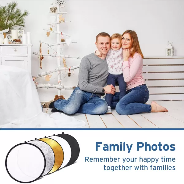 Etekcity Reflector Photography 43quot 110cm 5in1 Light Reflectors for Photography MultiDisc Photo Reflector Collapsible with Bag  Translucent Silver Gold White and Black24 Inch