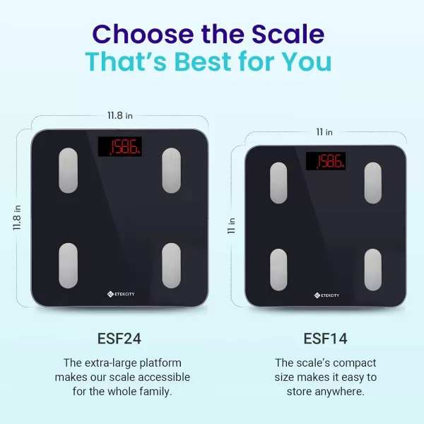 Etekcity Smart Scale for Body Weight and Fat Percentage Digital Bathroom Accurate Weighing Machine for Peoples BMI Muscle Bluetooth Electronic Body Composition Monitor Syncs with App 400lb WhiteDeepBlack
