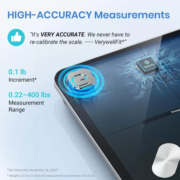 Etekcity Smart Scale for Body Weight and Fat Percentage Digital Bathroom Accurate Weighing Machine for Peoples BMI Muscle Bluetooth Electronic Body Composition Monitor Syncs with App 400lb WhiteBlack