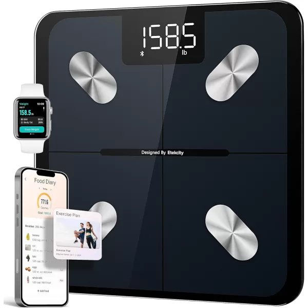 Etekcity Smart Scale for Body Weight and Fat Percentage Digital Bathroom Accurate Weighing Machine for Peoples BMI Muscle Bluetooth Electronic Body Composition Monitor Syncs with App 400lb WhiteBlack