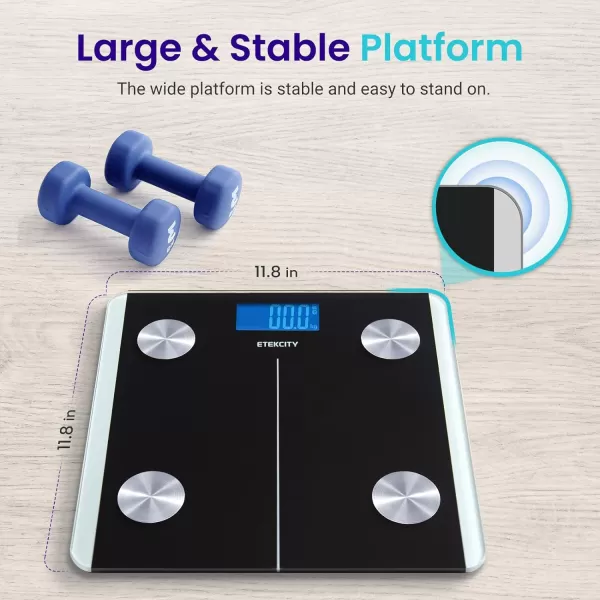Etekcity Smart Scale for Body Weight and Fat Percentage Digital Bathroom Accurate Weighing Machine for Peoples BMI Muscle Bluetooth Electronic Body Composition Monitor Syncs with App 400lb WhiteBlack
