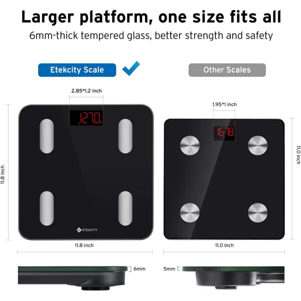 Etekcity Smart Scale for Body Weight and Fat Percentage Digital Bathroom Accurate Weighing Machine for Peoples BMI Muscle Bluetooth Electronic Body Composition Monitor Syncs with App 400lb WhiteClassicBlack
