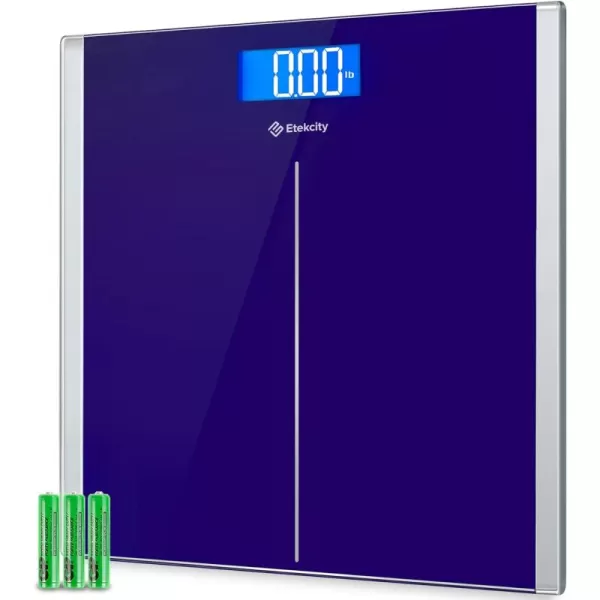 Etekcity Bathroom Scale for Body Weight Digital Weighing Machine for People Accurate ampamp Large LCD Backlight Display 6mm Tempered Glass 400 lbsBlue