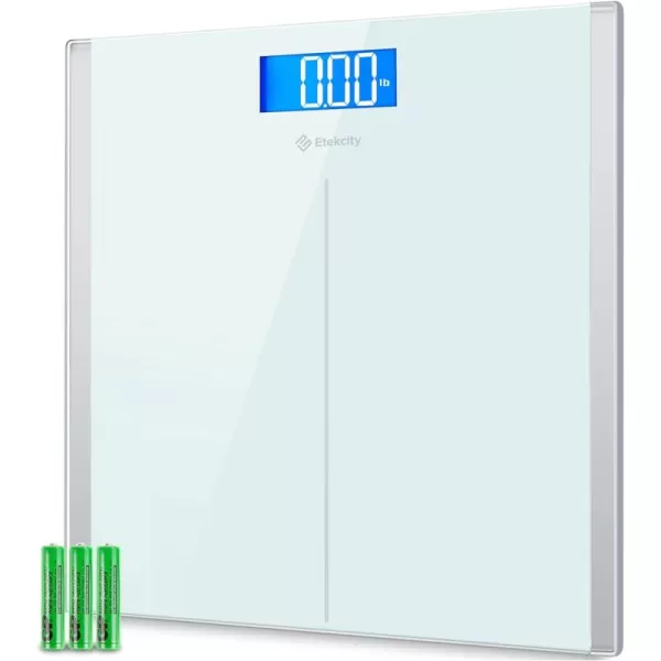 Etekcity Bathroom Scale for Body Weight Digital Weighing Machine for People Accurate ampamp Large LCD Backlight Display 6mm Tempered Glass 400 lbsGreenishwhite
