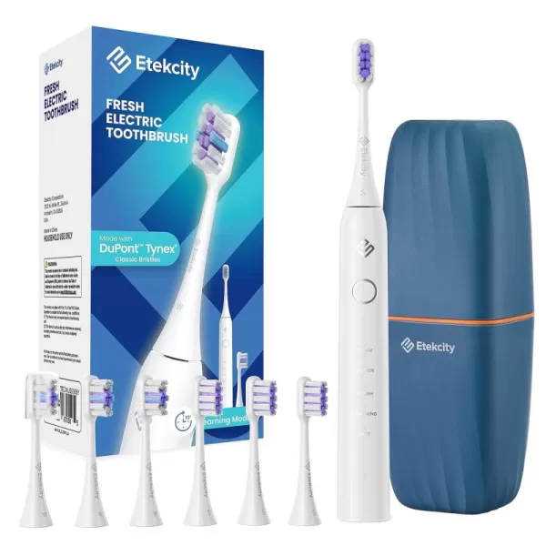 Etekcity Electric Toothbrush Sonic for Adults Learning Mode 6 Soft ampamp Premium Brush Heads Fast Charge 3 Hours Last 60 Days Kids and Beginners 2 Mins Smart Timer 5 Modes ampamp Travel Case BlackWhite