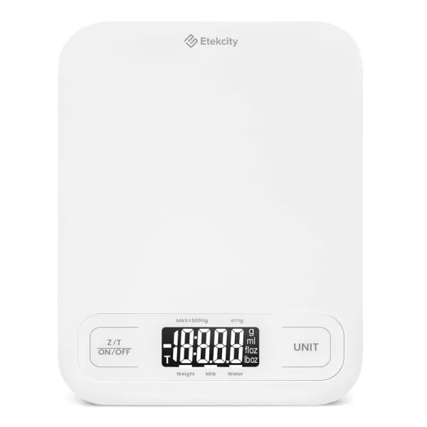 Etekcity Food Nutrition Kitchen Scale Digital Grams and Ounces for Weight Loss Baking Cooking Keto and Meal Prep Large 304 Stainless SteelLarge SizeWhite