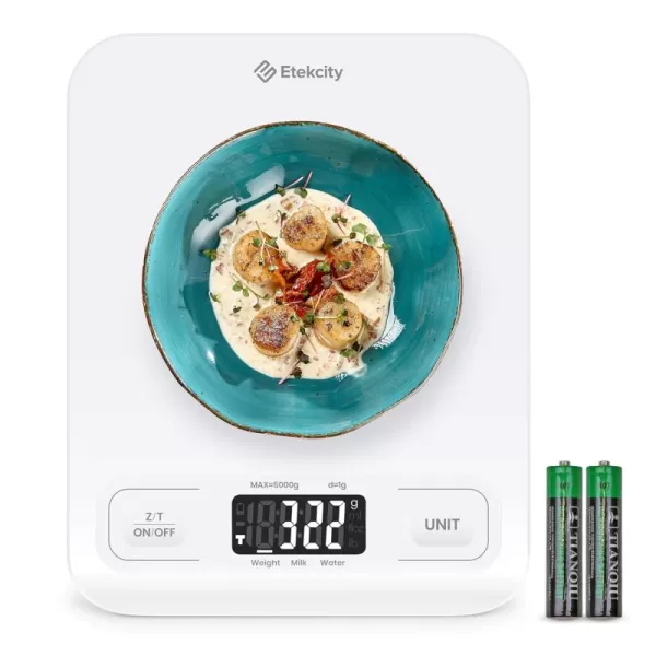 Etekcity Food Nutrition Kitchen Scale Digital Grams and Ounces for Weight Loss Baking Cooking Keto and Meal Prep Large 304 Stainless SteelMediumWhite