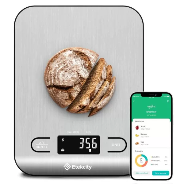 Etekcity Food Nutrition Kitchen Scale Digital Grams and Ounces for Weight Loss Baking Cooking Keto and Meal Prep Large 304 Stainless SteelStainless Steel