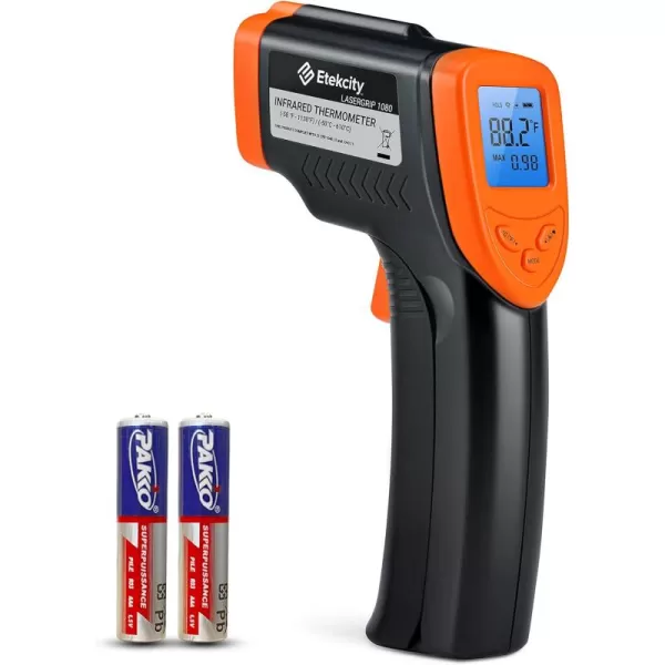 Etekcity Infrared Thermometer Laser Temperature Gun for Griddle 58F to 1130F for Food BBQ Pizza Oven Accessories Non Contact IR Heat Gun for Pool Reptile Cooking Kitchen FridgeOrange