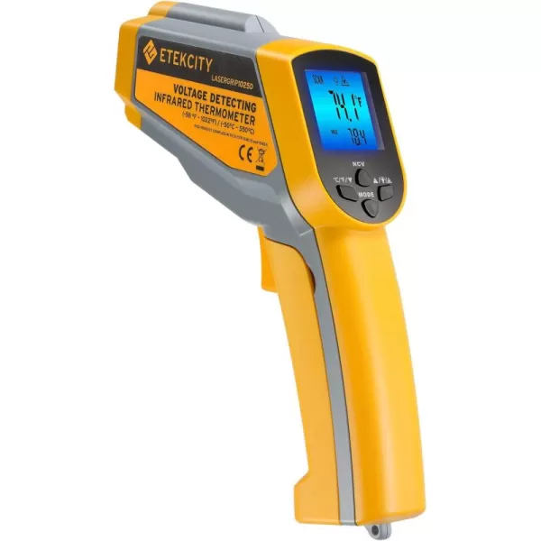 Etekcity Lasergrip 800 Temperature Gun58 to 1382 with 161 DTS Ratio High Laser Temp IR Tool for Cooking Grill Pizza Oven Griddle Engine HVAC Not for Human Light YellowYellow