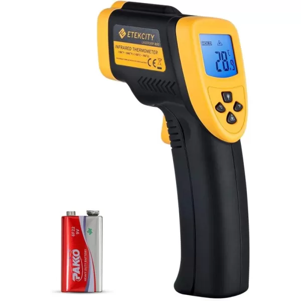 Etekcity Lasergrip 800 Temperature Gun58 to 1382 with 161 DTS Ratio High Laser Temp IR Tool for Cooking Grill Pizza Oven Griddle Engine HVAC Not for Human Light YellowLight Yellow